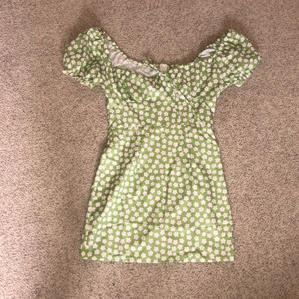 Sage green floral dress